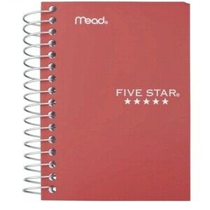 Mead 3-1/2 X 5-1/2" College Ruled Spiral Notebook 200 Sheets Red